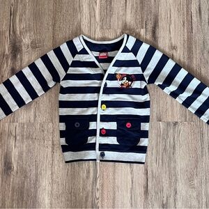 Vintage Toddler Disney Mickey Mouse Multicolor Striped Cardigan Sweater 3/4Y